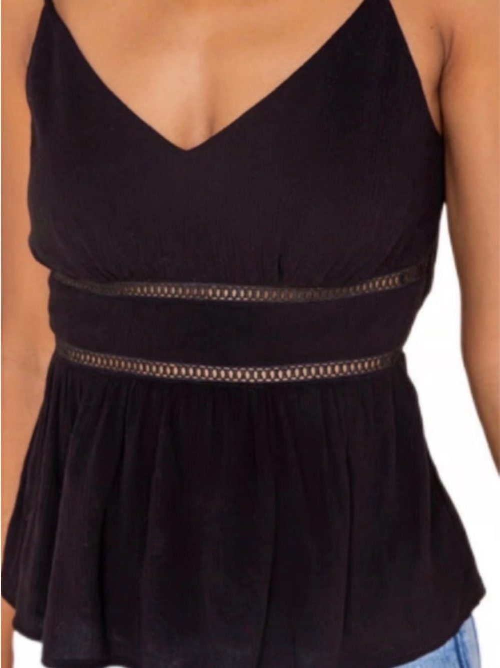 ⭐️ Trixxi Black Empire Waist Crochet Tank Top Camisole Size L